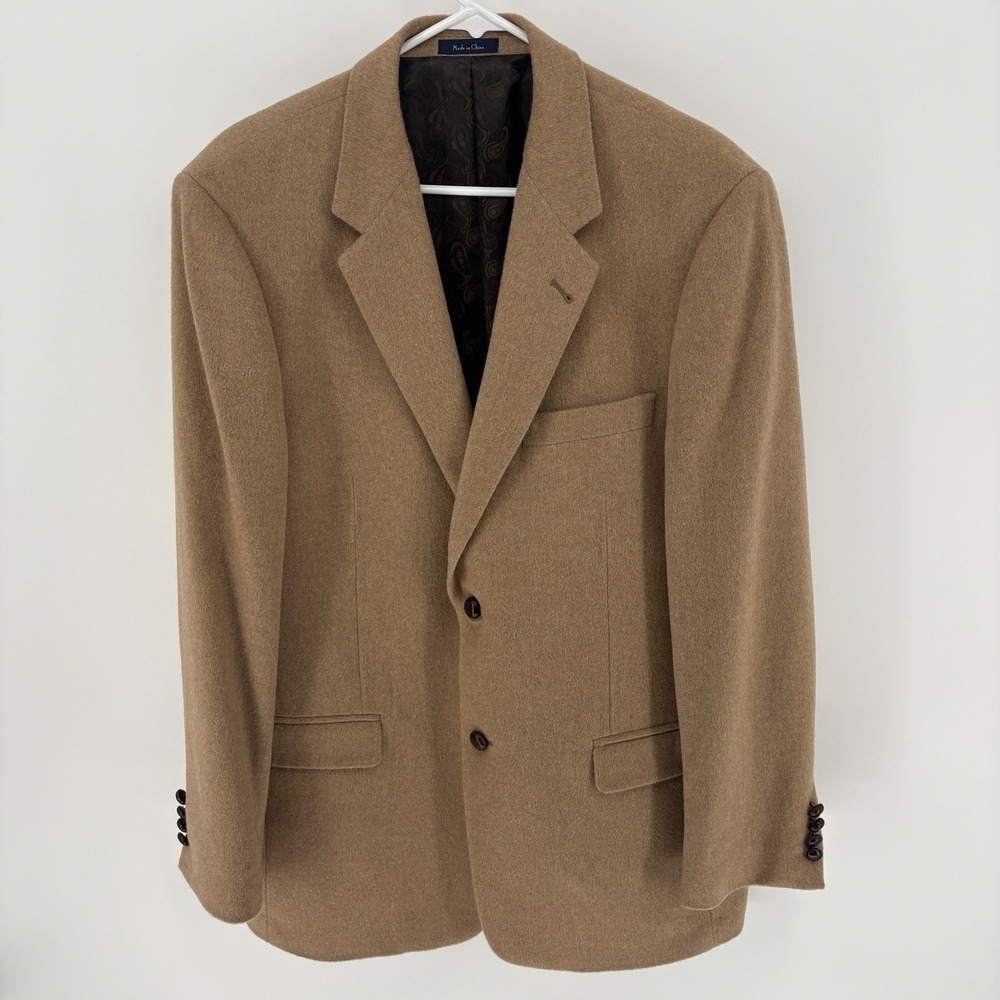 Turnbury Camel Hair Blazer Men 42L Tan Two Button Paisley Lining Sport Coat